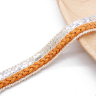 KJ20015革スパンコール1.5cmの白いかぎ針編みのトリム